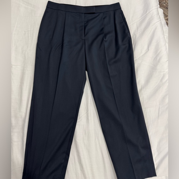 DayWearLab Single-Pleat Italian Fine Wool Tapered Trousers Midnight Blue Size 10 - Picture 1 of 7